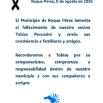 Desde el Municipio de Roque Pérez lamentan el fallecimiento de Tobías Perussini