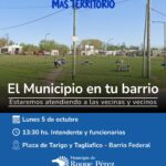 ROQUE PÉREZ: EL MUNICIPIO EN TU BARRIO SE REALIZARÁ EL LUNES 5 DE OCTUBRE